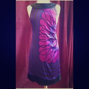 Silk dress with Mod flower design